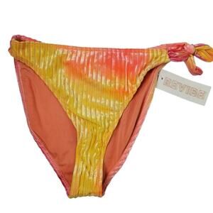 Dippin Daisys Women's Brown Yellow Tie Dye Astro High Cut Bikini Bottom Size XS